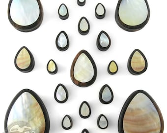 Mother of Pearl Areng Wood Teardrop Plugs