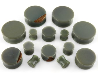 Ocean Jasper Stone Plugs (0 Gauge up to 1 Inch) - Sold in Pairs - New!