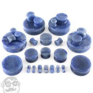 Blue Aventurine Stone Plugs - Sizes / Gauges (8G up to  1 & 1/2&quot; Inch)