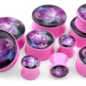 Pink Galaxy Plugs - Sizes / Gauges (00G - 1 & 1/4&quot; Inch)