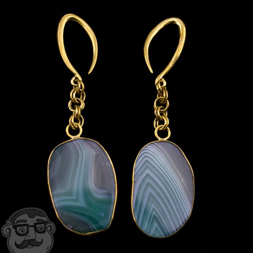 Amazonite Stone Square Brass Hangers Ear Weights Etsy