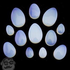 Opalite Glass Teardrop Plugs - Double Flare (2G - 1 & 1/2" Inch) Sold In Pairs - New!