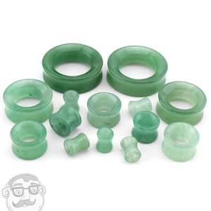 Aventurine Stone Double Flare Tunnels