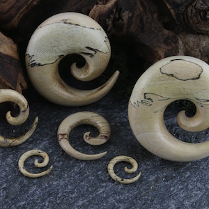 Tamarind Wood Spirals Plugs Sizes / Gauges (8G up to 3/4") - New!