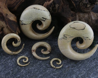 Tamarind Wood Spirals Plugs Sizes / Gauges (8G up to 3/4&quot;) - New!