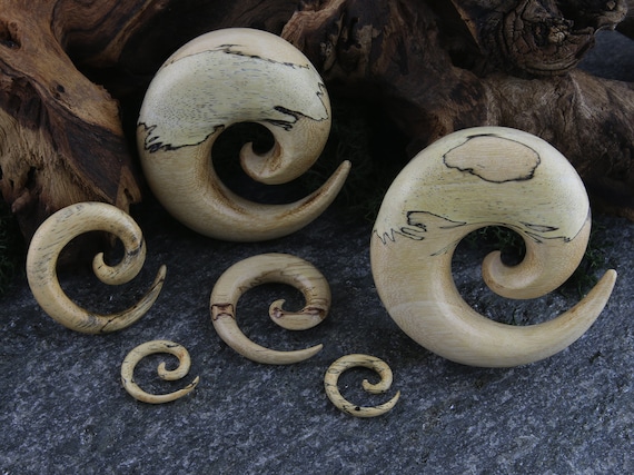 Tamarind Wood Spirals Plugs Sizes / Gauges (8G up to 3/4") - New!
