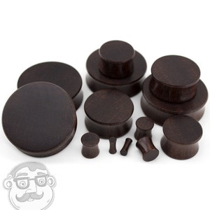 Dark Tamarind Wood Plugs - Sizes / Gauges (6G - 1 & 1/2&quot;Inch) 1 Pair