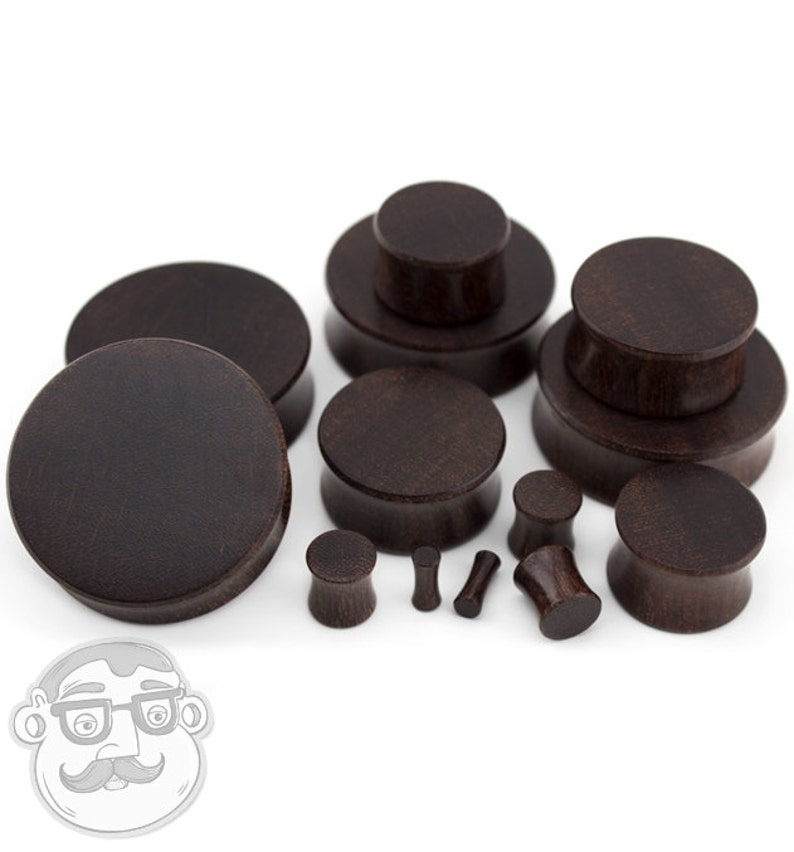1 Pair Sizes Gauges Dark Tamarind Wood Plugs 6G - 1 /& 12Inch