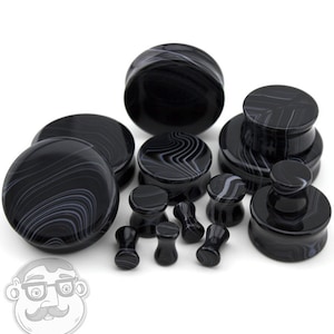 Black Line Agate Stone Plugs