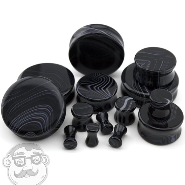 Black Line Agate Stone Plugs