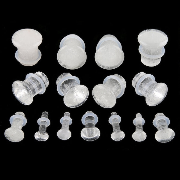 Crystal Quartz Stone Plugs - Single Flare