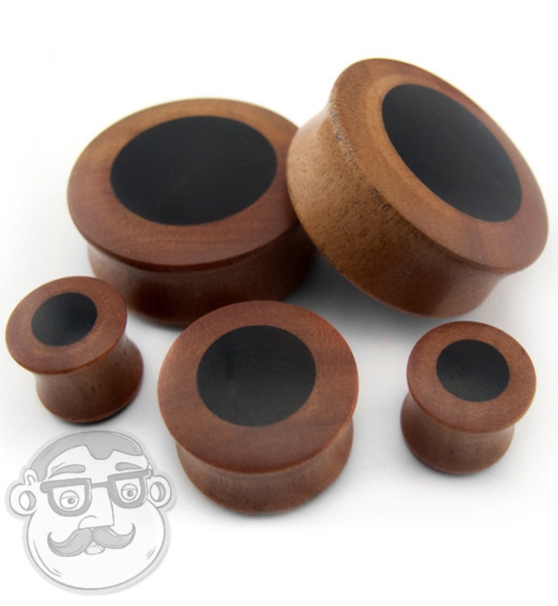 00G - 32mm Saba Wood Plugs With Sono Wood Inlay