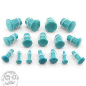 Island Blue Single Flare Glass Plugs - Sizes / Gauges (8G - 1/2&quot; Inch)