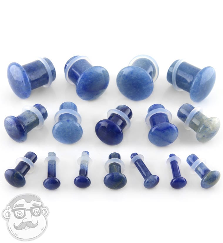Blue Aventurine Stone Plugs - Single Flare (8G - 1/2") Sold In Pairs