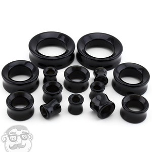 Black Obsidian Stone Double Flare Tunnels