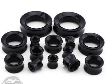 Black Obsidian Stone Double Flare Tunnels