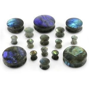 Grade A Labradorite Stone Plugs
