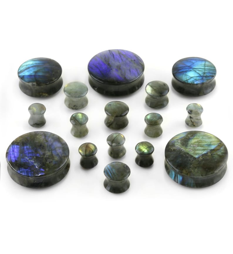 Grade A Labradorite Stone Plugs image 1