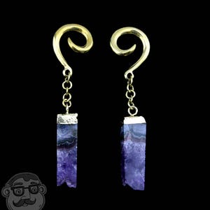 Amethyst Tower Brass Hangers / Ear Weights
