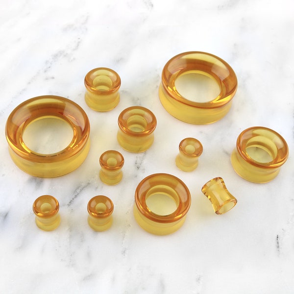 Amber Glass Tunnel Plugs