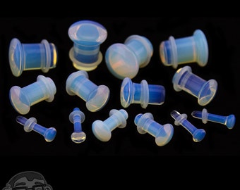 Opalite Glass Plugs - Single Flare (8G - 1/2") Sold In Pairs