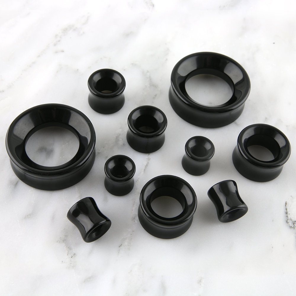 Black Glass Tunnel Plugs Sizes / Gauges 0G 1 & 1/4 Etsy