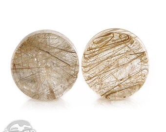 Rutilated Quartz Stone Plugs 9/16" (14mm)