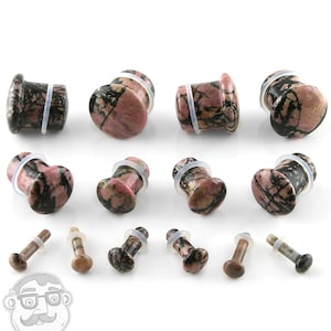 Rhodonite Stone Plugs - Single Flare
