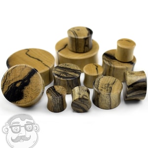 Black White Ebony Wood Plugs - (1/2&quot; - 1 & 3/8&quot; Inch) 1 Pair