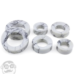 White Howlite Stone Double Flare Tunnels