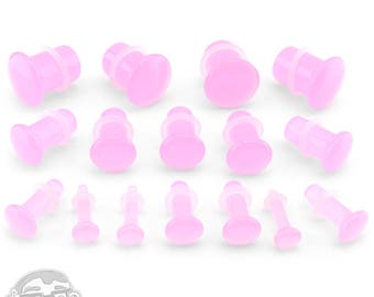 Sugar Pink Single Flare Glass Plugs - Sizes / Gauges (8G - 1/2" Inch)