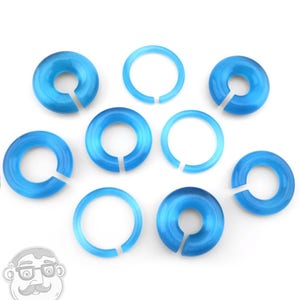 Blue Cat&#39;s Eye Glass Hoop Plugs - Sizes / Gauges (6G - 5/8&quot;)