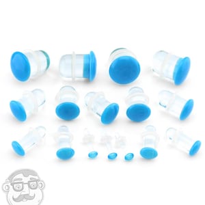 Light Blue Color Front Single Flare Glass Plugs