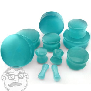 Turquoise Cat's Eye Glass Plugs