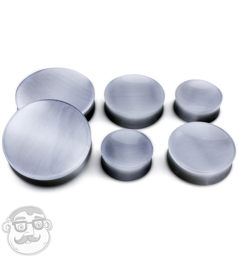 Gray Cat's Eye Glass Plugs Sizes / Gauges 8G 2 Inch Etsy