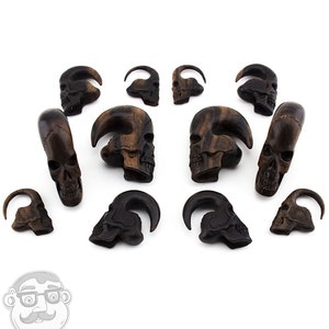 Skull Areng Wood Hangers Sizes / Gauges (8G - 3/4&quot;)