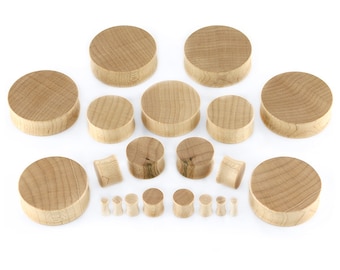 Maple Wood Plugs Sizes / Gauges (8G - 1 & 1/2" Inch)