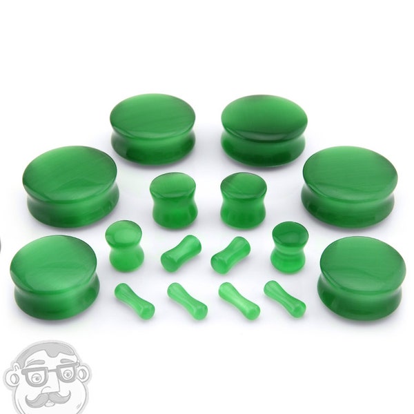 Green Cat's Eye Glass Plugs