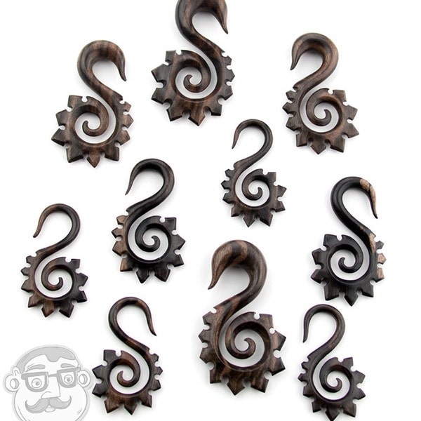 Areng Wood Tribal Spike Spiral Hangers