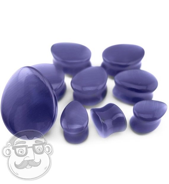 Purple Cat's Eye Glass Teardrop Plugs Sizes / Gauges 0G | Etsy