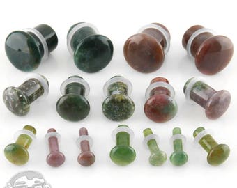 Indian Agate Stone Plugs - Single Flare (8G - 1/2") Sold In Pairs