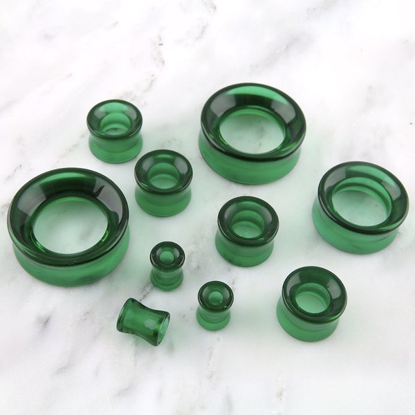 Emerald Green Glass Tunnel Plugs