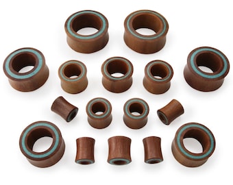 Saba Wood Tunnels with Turquoise Rim