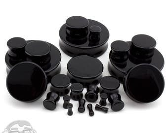 Black Obsidian Stone Plugs - (8 Gauge up to 2 Inches) NEW!