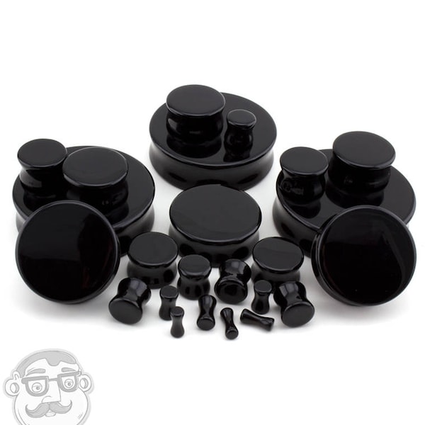 Schwarze Obsidian Stein Plugs - (8 Gauge bis 2 Zoll) NEU!