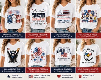 Patriotic 250 Ann Tees Adults  and Kids