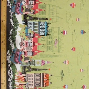 Green Paris Wonderland (Sold by the Yard): C/L Canvas by Kayo Horaguchi (JAPAN)