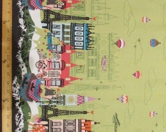 Green Paris Wonderland (Sold by the Yard): C/L Canvas by Kayo Horaguchi (JAPAN)