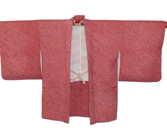 VINTAGE Silk Shibori Haori, Ketchup and Clouds with Thousand Island Tie (H010)