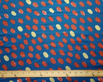 Red Thumbprints on Navy (Sold by the Yard): Fine Cotton Double Gauze, Made in Japan